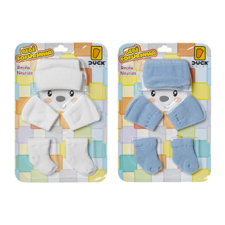 2 Kit completo Meia Luva Touca para Bebê Recém N