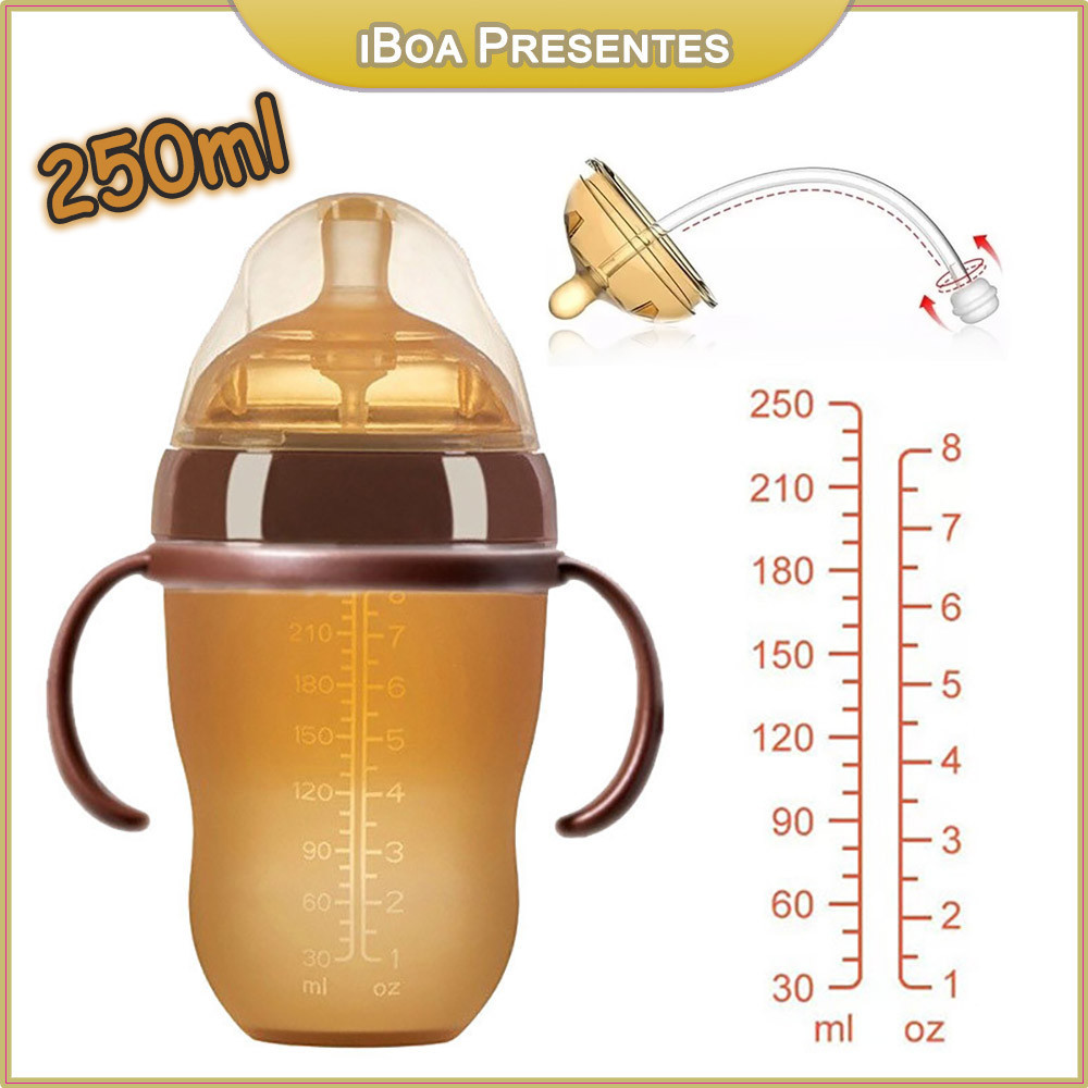 250ml Mamadeiras De Silicone Anti-cólicas Com Toque Natural 0-36 Meses