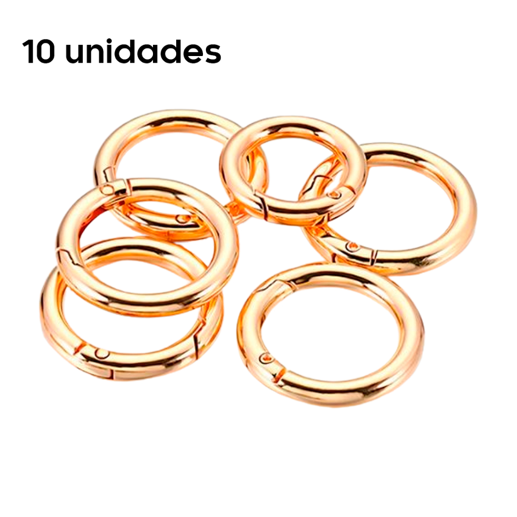 10 Pçs Redondo Mosquetão Articulada Chaveiro Cordão Ouro Prata 25
