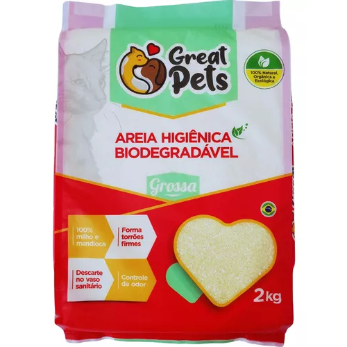Areia Mandioca Sanitário Higiênico Gatos Grossa 