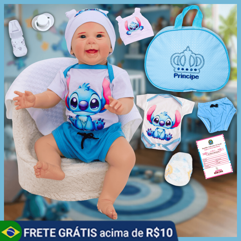 Bebê Reborn Menino Boneco Mayze Original Realista de Silicone Pode Dar Banho e Bolsa Maternidade