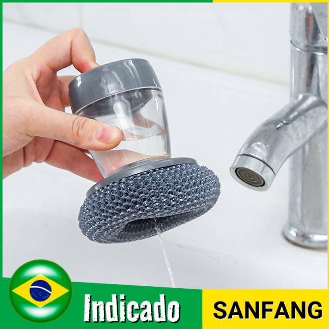 Escova De Aço Dispenser Sabão Detergente Limpeza