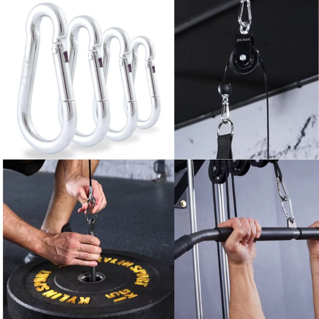 10 Mosquetão 7cm Profissional Academia Suporta 180kg – 10 Unidades