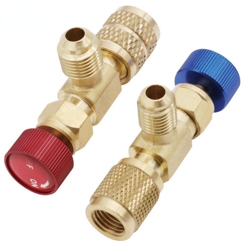 Kit 2 Válvula Acionadora Schrader 1/4×1/4 1/4×5/16 R22 R410a