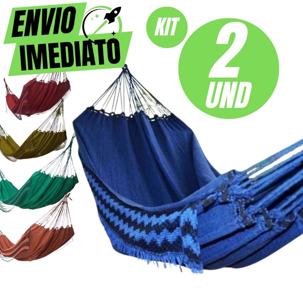 Kit 2 Rede Descanso Solteiro / Casal Jeans Reforçada Gigante Resistente Algodao Premium