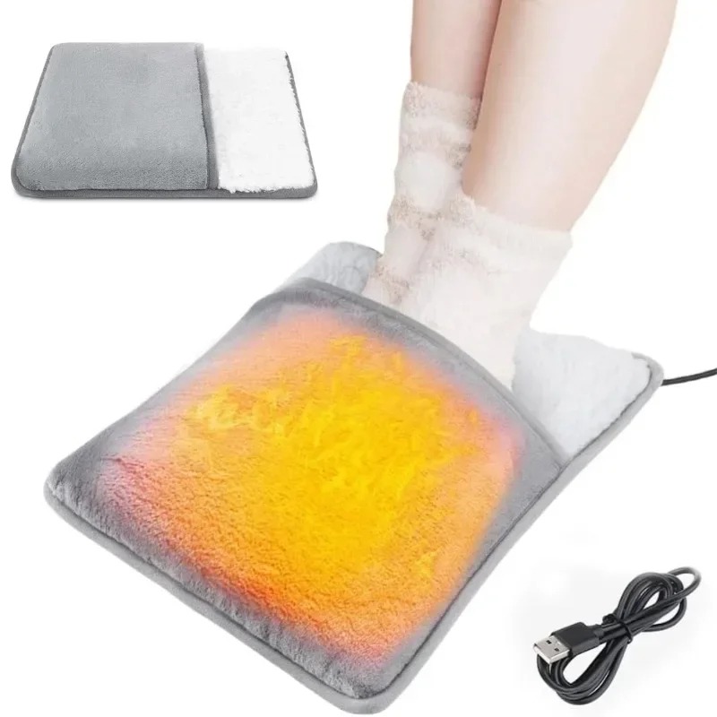 Almofada de aquecimento elétrico portátil usb para pés, lavável, macio, pelúcia, aquecedor de pés