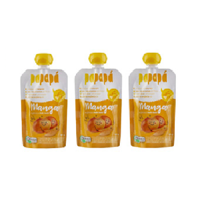 Kit 3x Papinha Orgânica Manga Papapá Squeeze 100