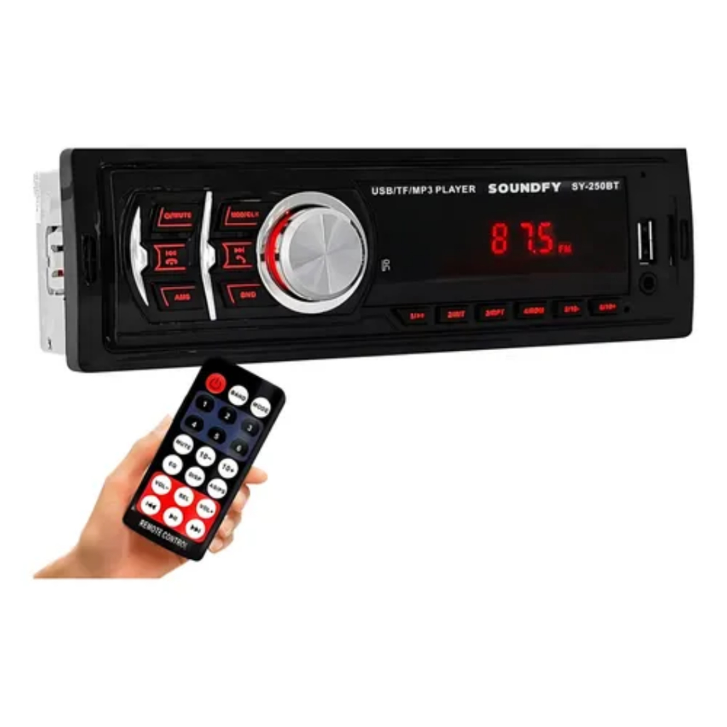 Mp3 Player Soundfy Som Automotivo 1 Din Usb Bluetooth Pendrive Sd Fm C/Controle