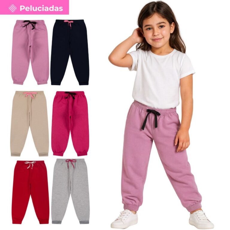 Kit 5 Calça Moletom Infantil Menina Peluciada Fem