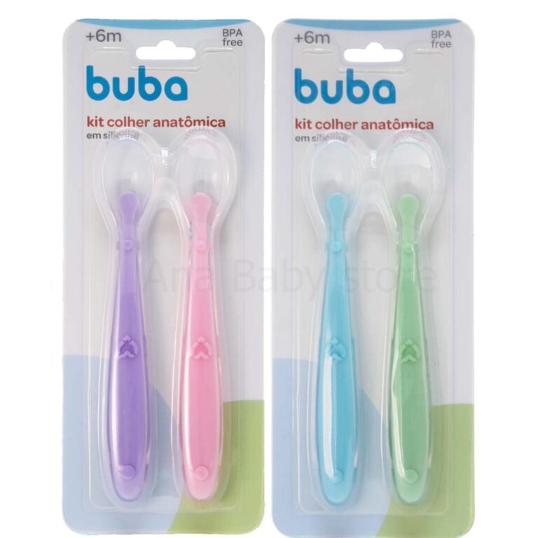 Kit 2 Colher Silicone Anatômica Buba Alimentaçã