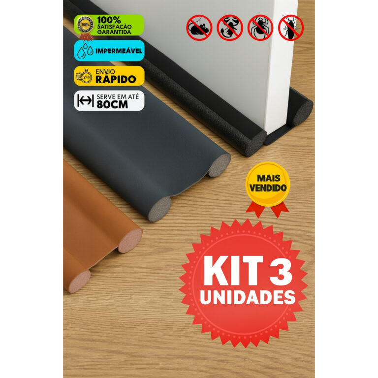 Kit 3 Veda Porta Proteção Ajustável Protetor de