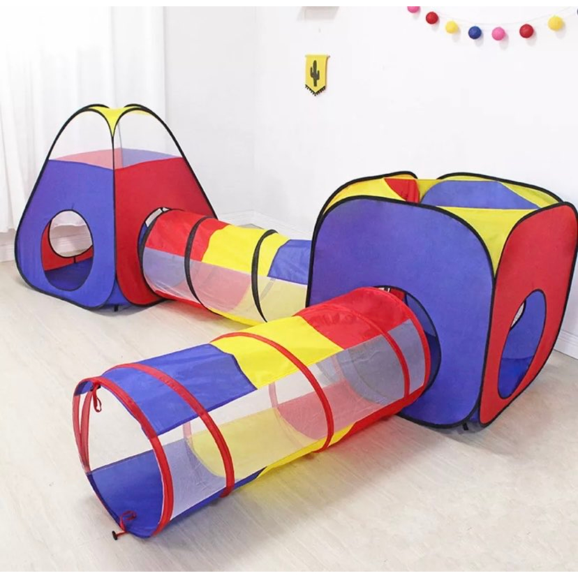 Barraca Toca Tunel Colorida 4×1 Tenda Acampamento Infantil Brincadeira Incrivel
