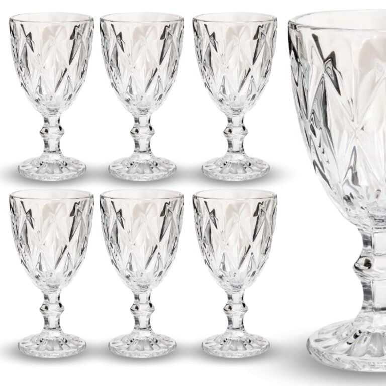 Jogo Kit 6 Taça Diamante Copo Vidro Transparente 