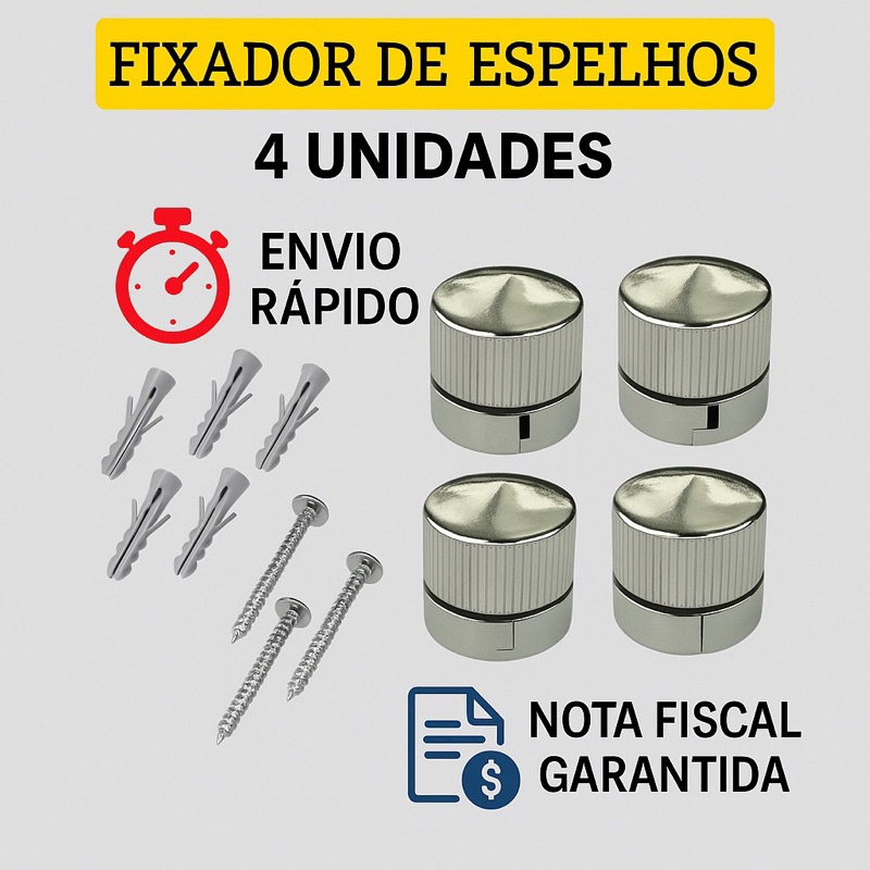 kit 4 BOTÃO FRANCES  Para Espelho Abs Plástico Metalizado IMPERDÍVEL