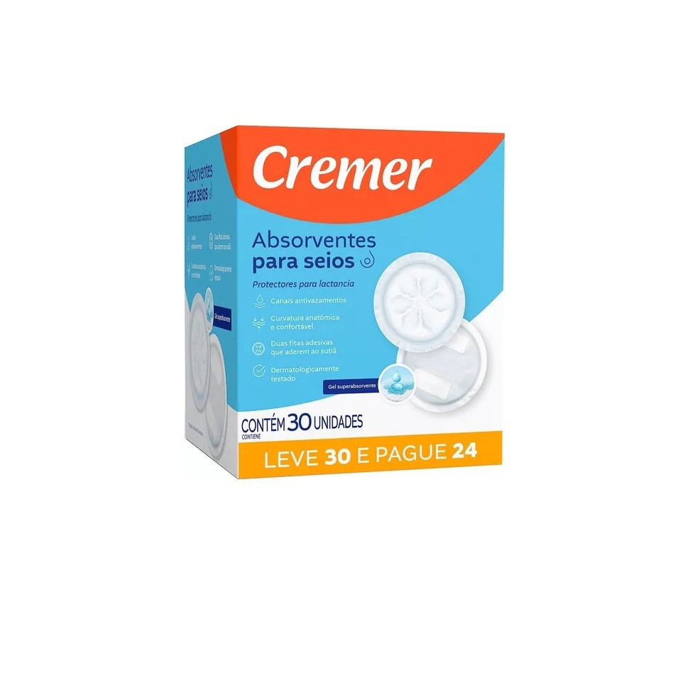 Absorvente Para Seios Cremer Toque Suave Leve 30 Pague 24 Un
