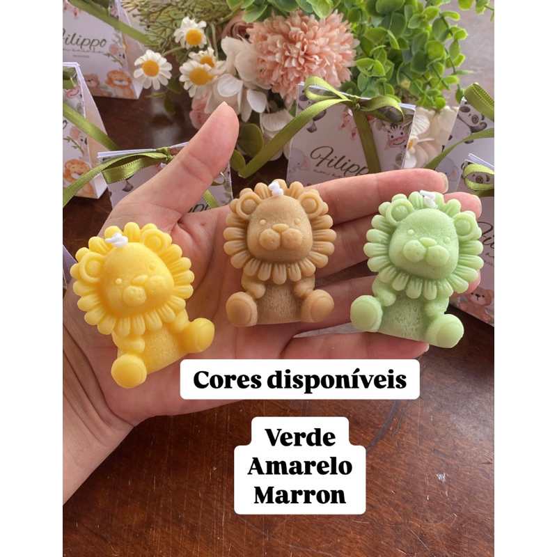 kit 30 vela leão Safari com caixa personalizada  – Aniversário Chá de bebê Nascimento