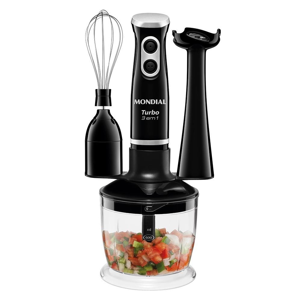 Mixer 3 em 1 com Batedor e Triturador Turbo Mondial 350W Preto – M-14