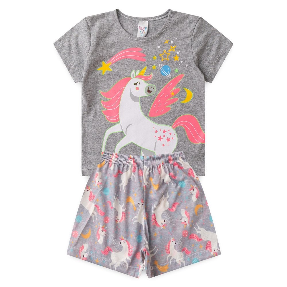 Pijama BRILHA NO ESCURO Infantil Menina Verão Unicórnio – Hey Kids