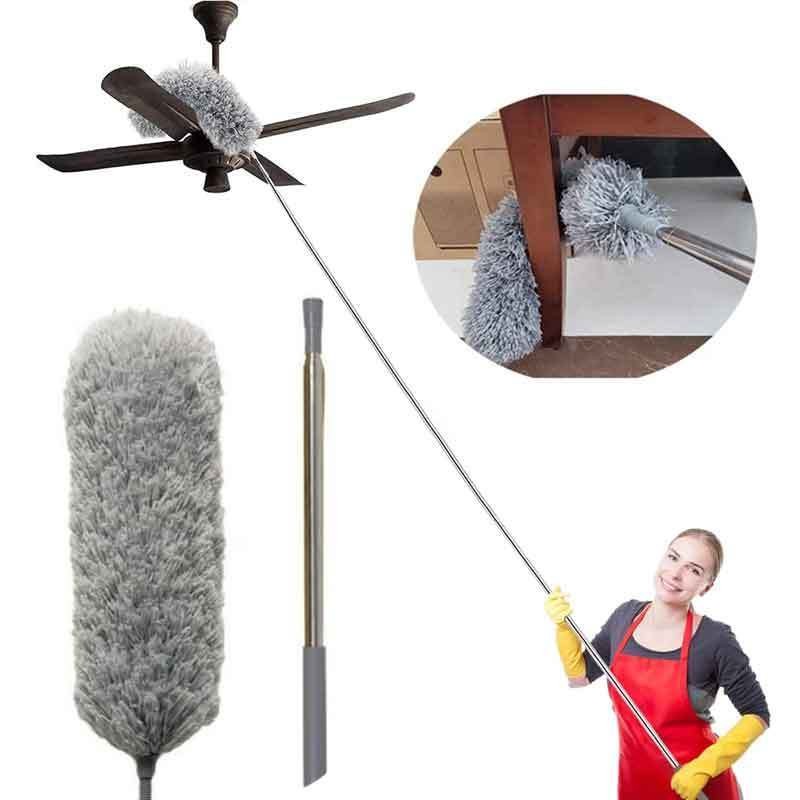 Espanador de Pó Para Limpeza em Microfibra Com Cabo Extensor e Retrátil Lavável 2,8m Escova De Limpe