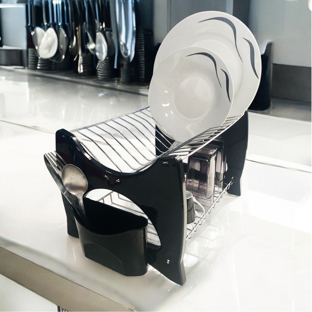 Escorredor De louças Pratos duplo 2 andares 13 pratos com porta copos