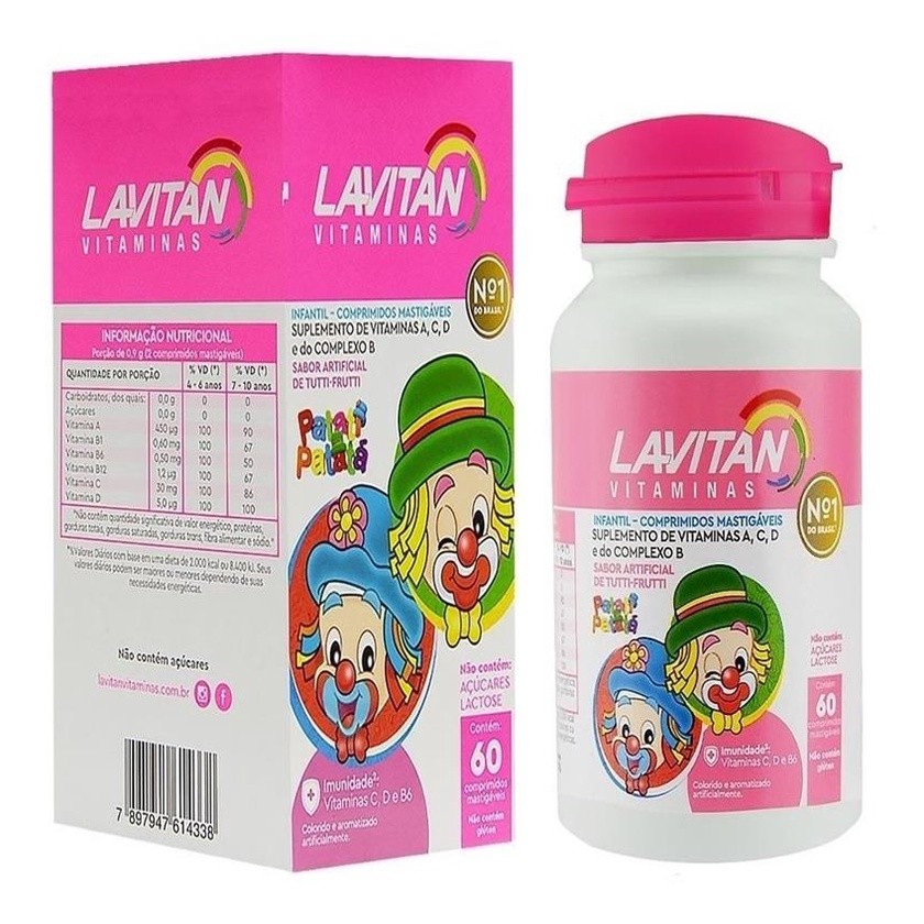 Vitamina Lavitan Kids Imunidade Tutti Frutti Mastigáveis Rosa