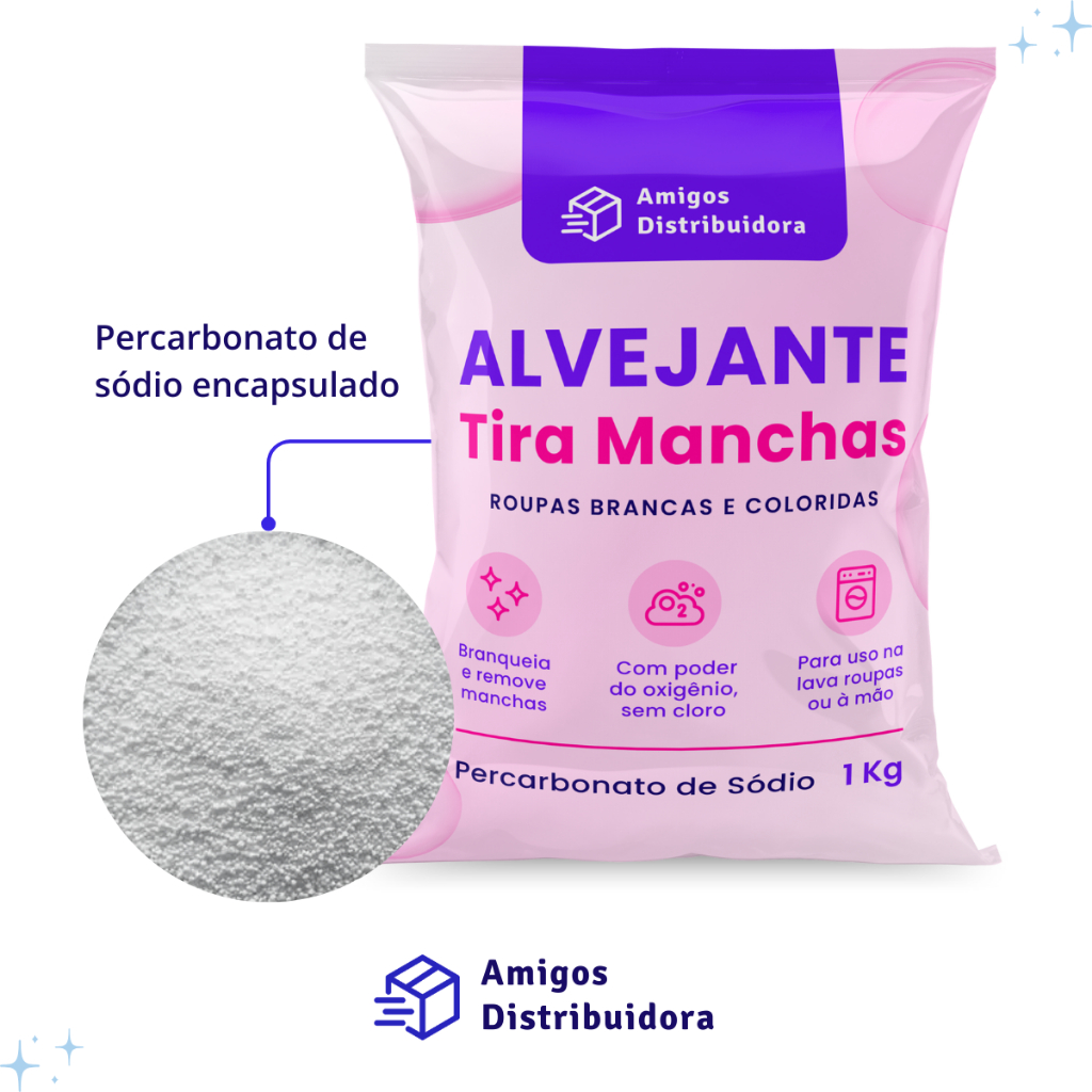Alvejante sem cloro – Tira Manchas Roupas Brancas e Coloridas – 1 kg