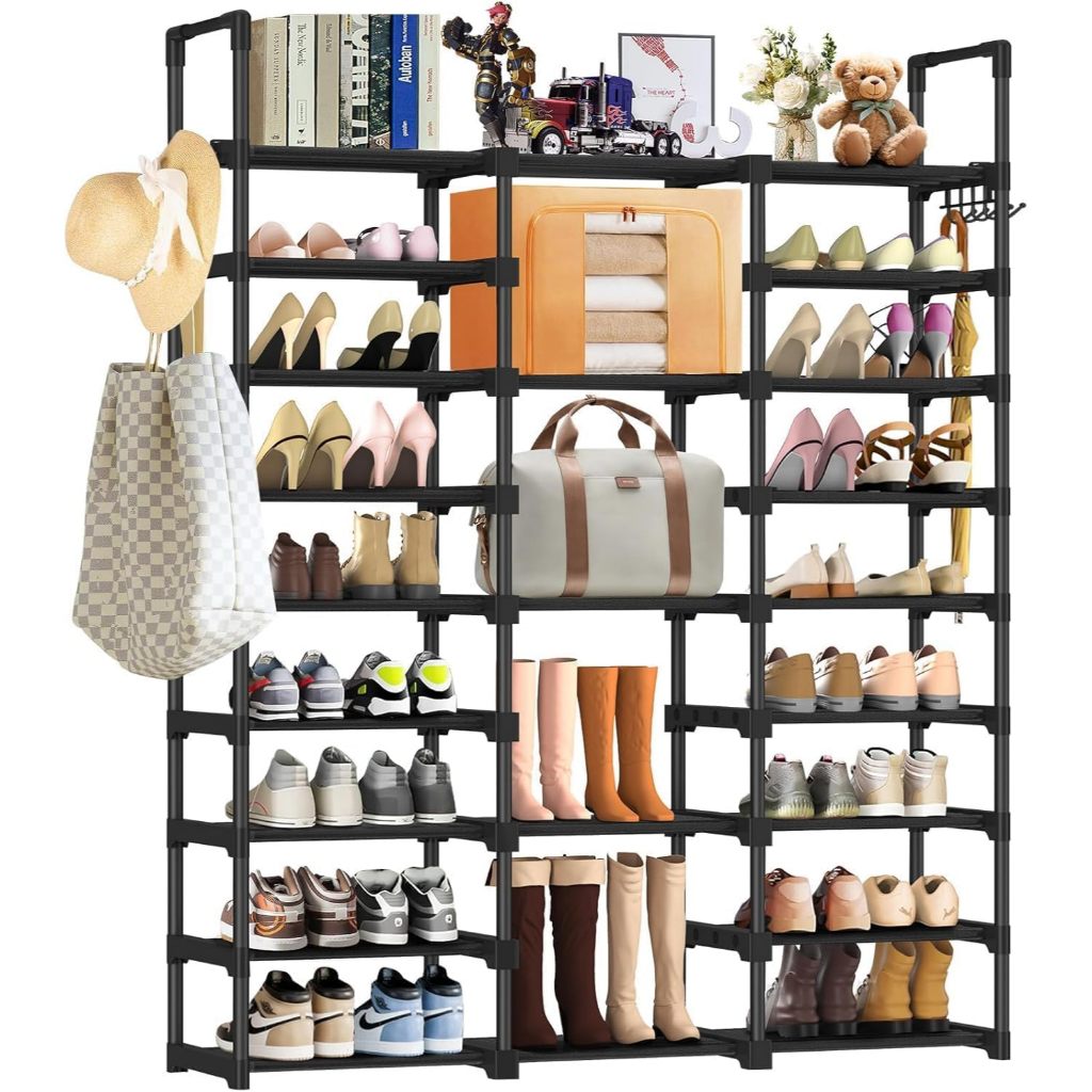 Sapateira Vertical Organizador 50 a 55 Pares 9 Prateleiras 3 Colunas Empilhável Casa Organização Uti