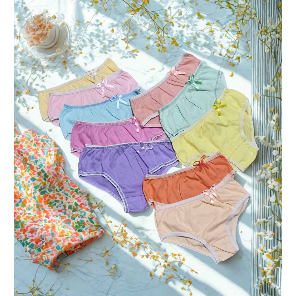 10 Calcinha Infantil 100% Algodão Estampada com Laço no Cós