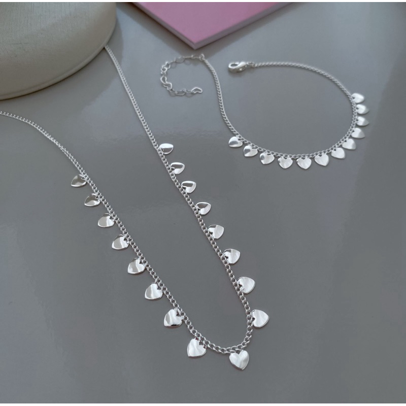 conjunto chocker e pulseira banhado a prata