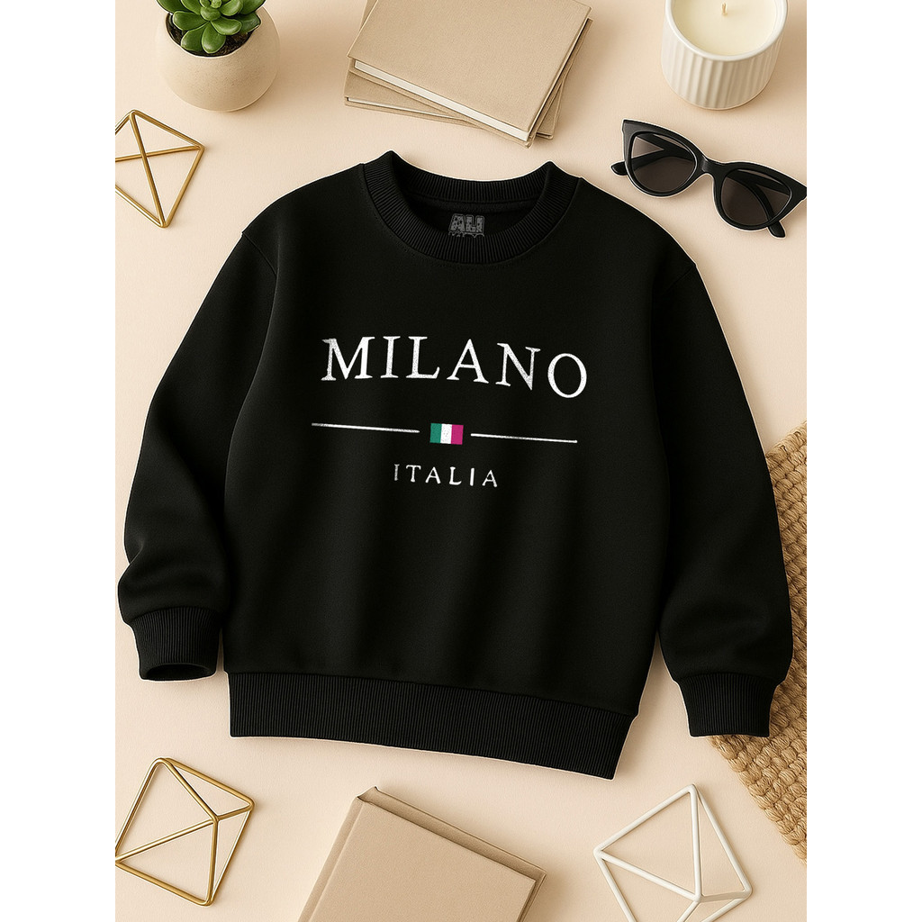 Blusa de Moletom Leve Casual / de Uso Diário Outono Inverno Juvenil e Infantil Milano Italia