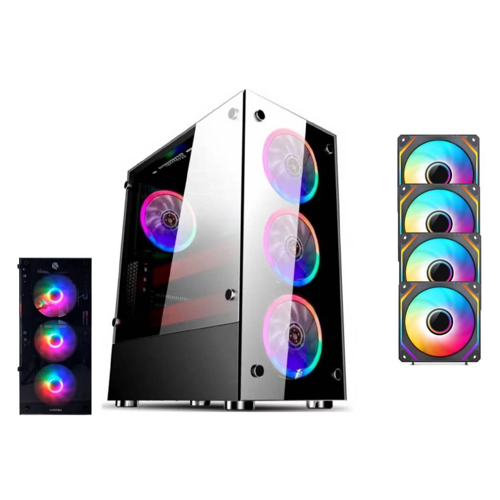 Gabinete Gamer Com 4 Fans Led RGB Com Filtro de Poeira Removível ATX/Micro-ATX/ITX + MOUSEPAD