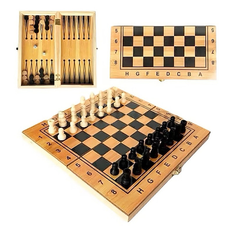 Tabuleiro de Xadrez Dobrável em Madeira – Jogo de Xadrez Portátil Clássico com Peças Magnéticas para
