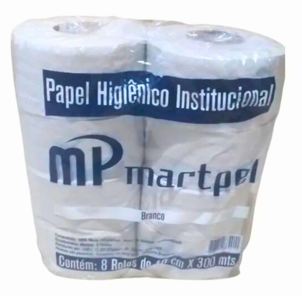 Papel Higiênico Branco C/8 Rolão 300Mts Martpel Institucional e Industrial Econômico – 1,5kg