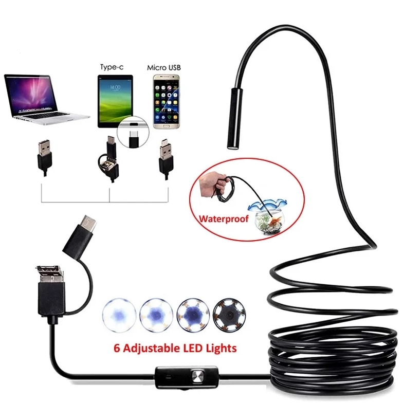 Câmera Sonda Endoscópica Android Prova Água Foto Inspeção 2m