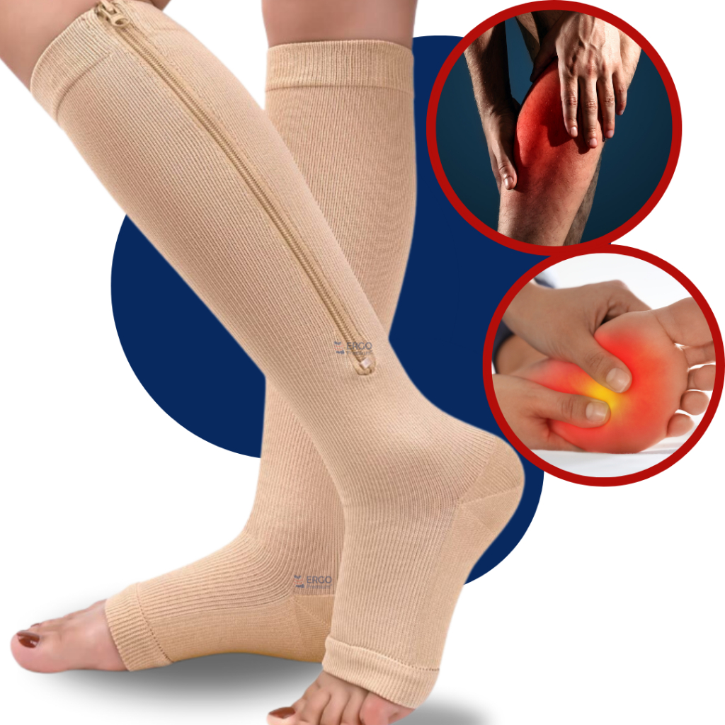 Par de Meia Compressão Ortopédica  ¾ Para Dores Trombose Varizes e Inchaço