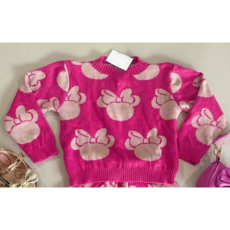 Suéter Tricot infantil Minnie mouse 2 ao 10