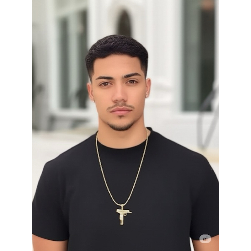 conjunto masculino colar e pingente em aço inoxidável banhado a ouro