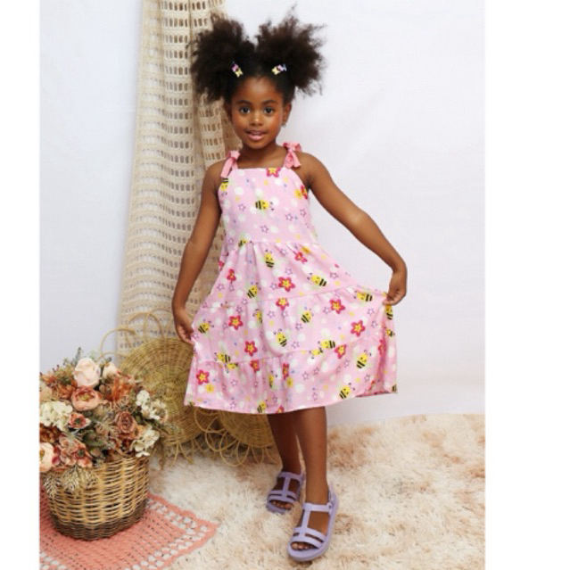 Vestido Infantil Juvenil 6,8,10 anos Estampado Com