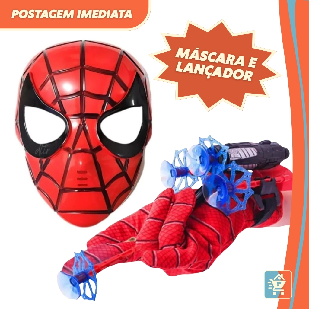 Lançador de Teia Ho mem A ranha + Máscara Aranha Infantil Brinquedo Fantasia Criança Herói – Espider