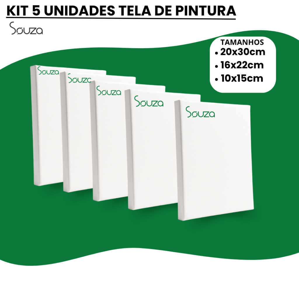 Kit 5 Tela Para Pintura Branca Souza Profissional ou Artístico Premium Alta Qualidade Escola