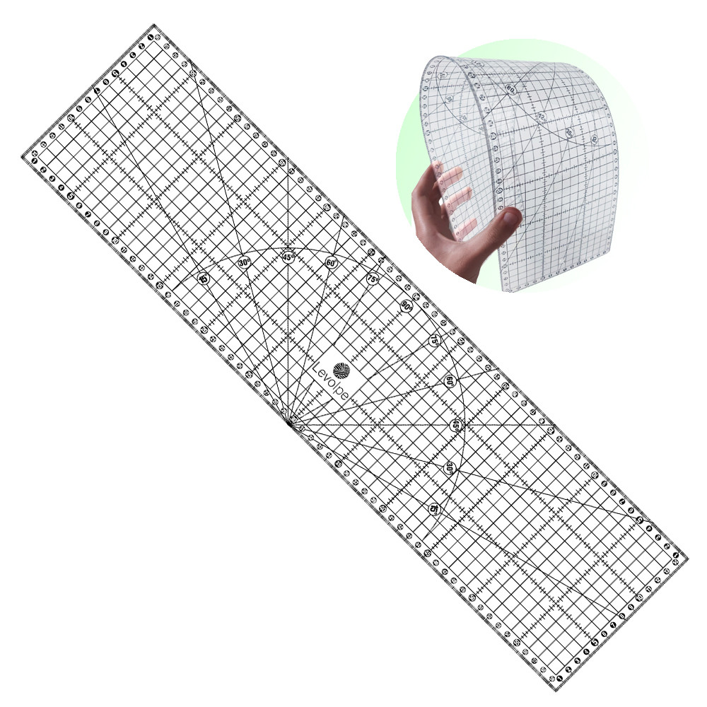Régua Patchwork Scrapbook Milimetrada Flexível Não Quebra 15×60 15×30 15×15 5×60 5×30 Caixa de Leite