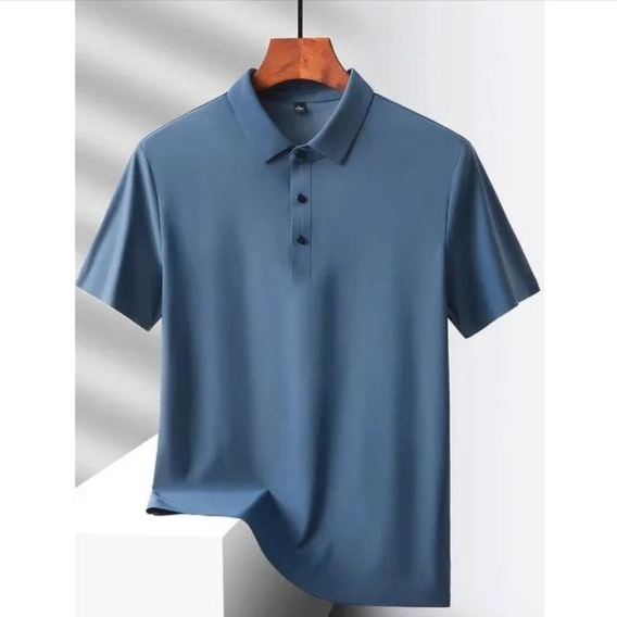 Camisa Masculina Seda Leve Polo Casual Manga Curta