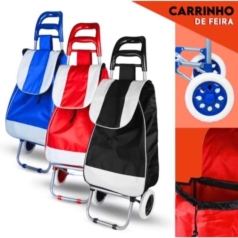 Carrinho De Compras Feira Dobrável C/ Rodas Resis