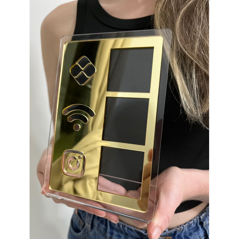 Placa Pix Display Mesa Balcão – PIX, WI-FI e INSTAGRAM – MODERNO