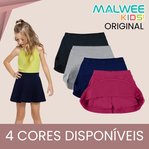 Short Saia Infantil Menina Juvenil Escolar em Algo