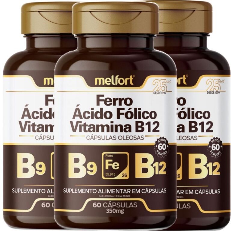3 x Ácido Fólico + Ferro + Vitamina B12 180 Cáp