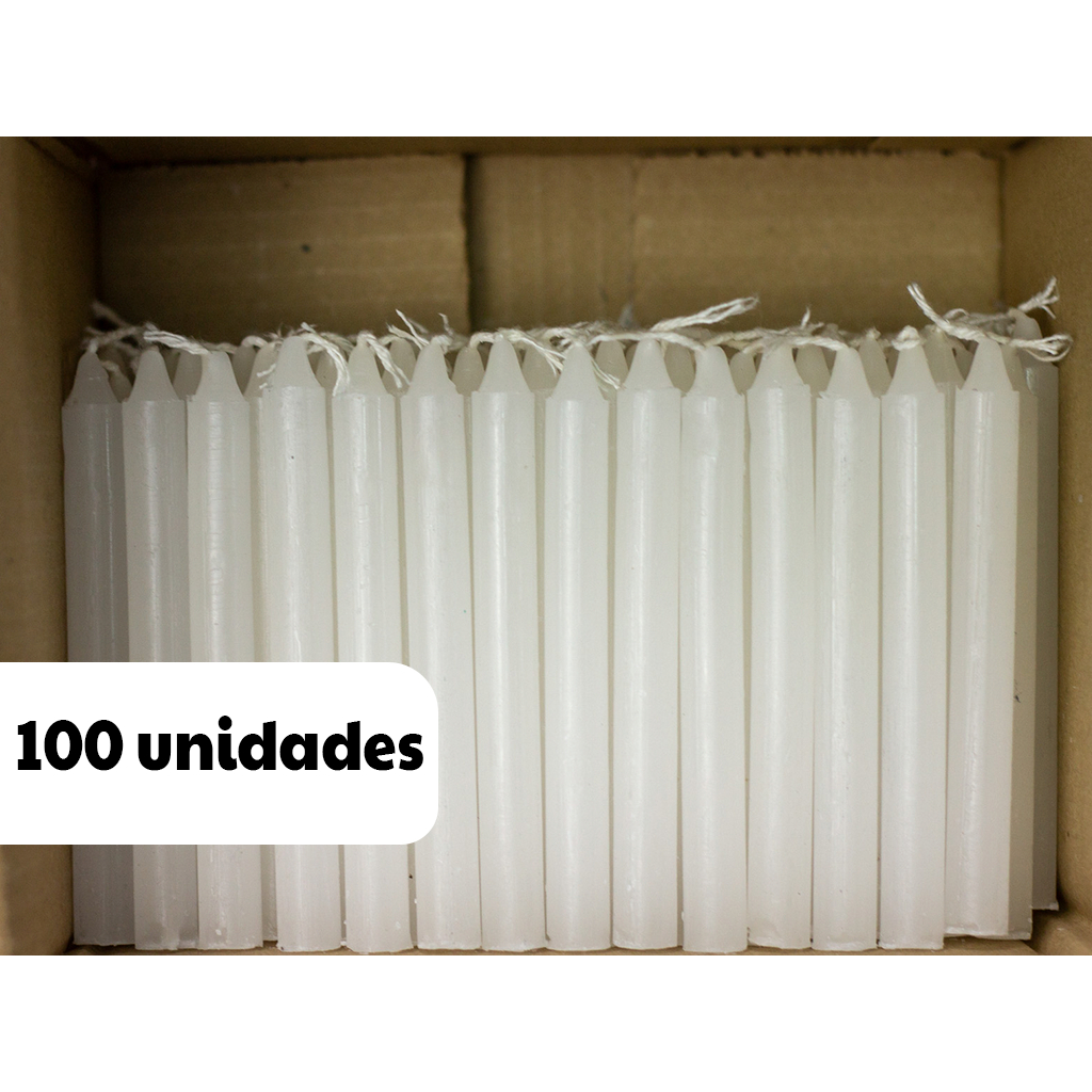 100 Velas Branca Parafina Pura (11 Cm X 1,186 Cm)