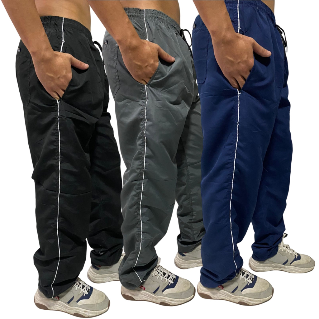 Kit Calças Masculina Tactel Lisa Academia Corrida Costura Reforçada Com Bolsos