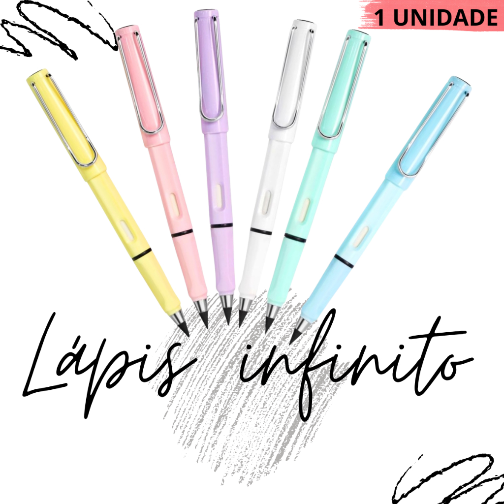 Lápis Infinito Permanente Eterno Lapiseira Durável Com Borracha Leve Não Pesa Corpo de Plástico