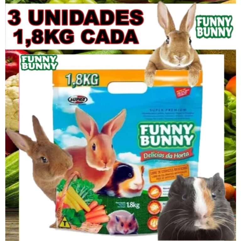 3 Rações Funny Bunny 1,8KG Delicias da horta  pa